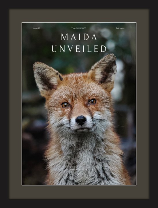 “Maida Fox” — a fine-art photograph of a wild fox by Alice Sinclair, shown framed